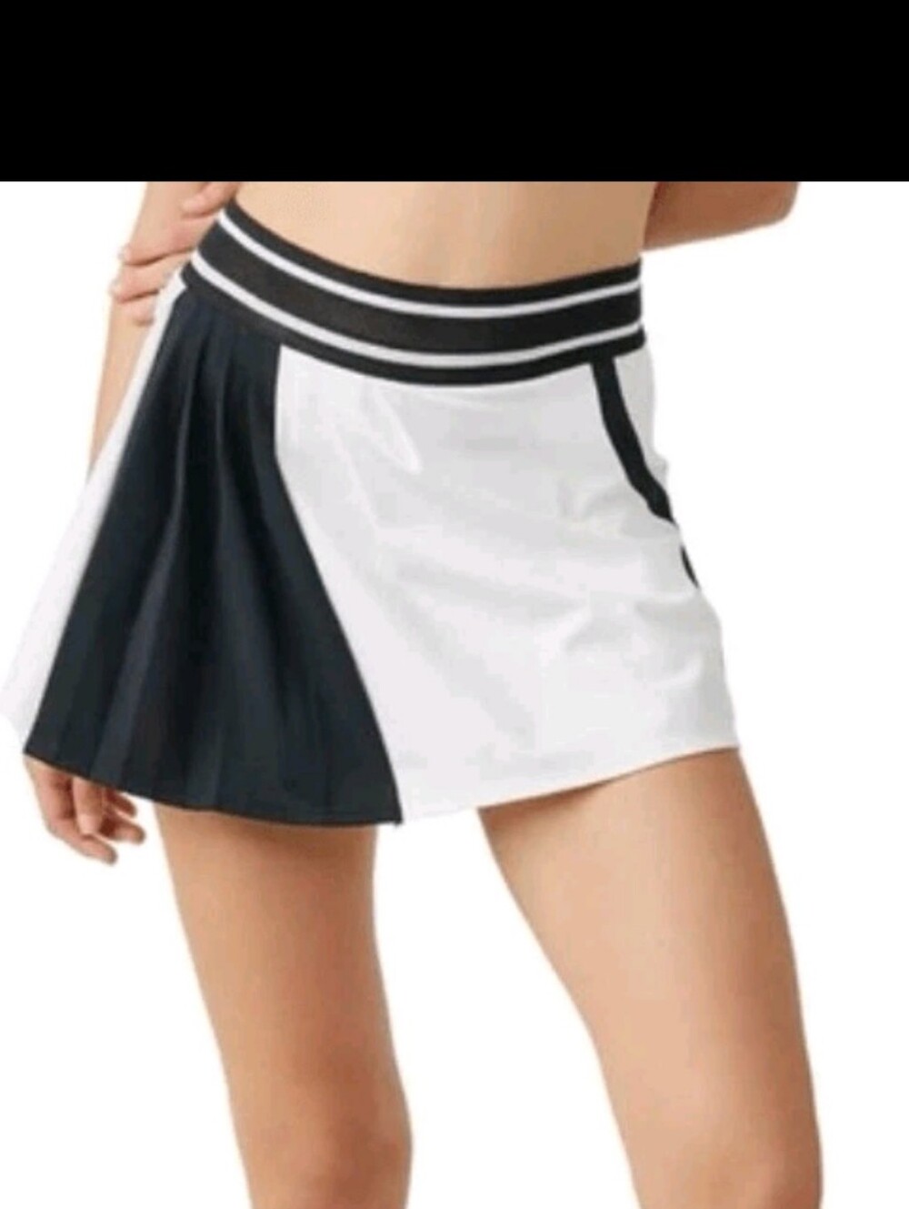 FP Movement by Free People Black & White Colorblock Pleated Mini Skirt